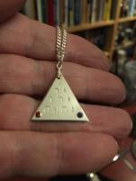 Triangle of manifestation. From Silver with Zirconia, Sapphire and Ruby.